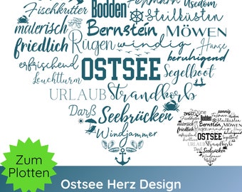 File plotter tedesco Mar Baltico Cuore SVG PNG · Cricut Silhouette Studio · Marittimo SVG · Cuore SVG · Clipart nautica · Maglietta SVG · Gabbiani SVG