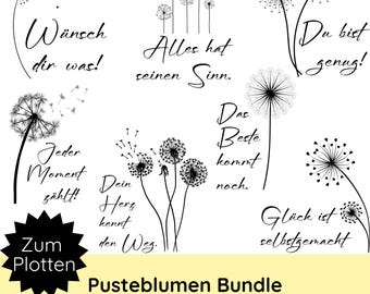 File plotter con dente di leone e frase in formato SVG e PNG · frasi motivazionali · da stampare su tazze, federe, regali, decorazioni · Cricut Silhouette Studio