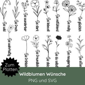 Plotterdatei Wildblumen SVG PNG · Sei Sprüche SVG · Blumen Plotterdatei · Tasse, Kissenbezug, Geschenk plotten · Lieblingsmensch Schriftzüge