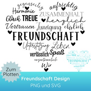 Deutsche Plotterdatei Freunde Herz SVG PNG · Cricut Silhouette Studio · Freundschaft SVG · Beste Freundin · Geschenk · Freundschaftssprüche