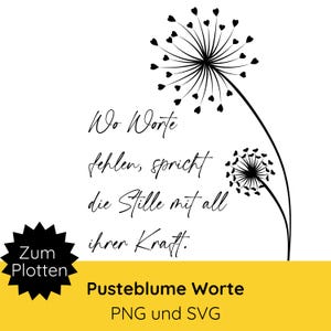 Plotterdatei Trauer SVG PNG · Kissen Trauer · Pusteblume SVG für Trauerkerze · Trauerkarte svg · Trauerspruch · Cricut Silhouette Studio