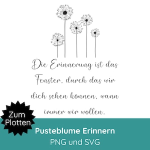 Fichier de traceur de pissenlit avec dicton SVG PNG · Fichier de traceur deuil · Adieu SVG · Vous manquez svg · Deuil svg · Cricut Silhouette Studio