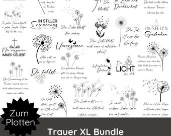 Plotter file Mourning XL Bundle SVG PNG · Dandelion SVG for memorial candles, memorial pillows · Mourning card SVG · Condolence messages · Silhouette Studio