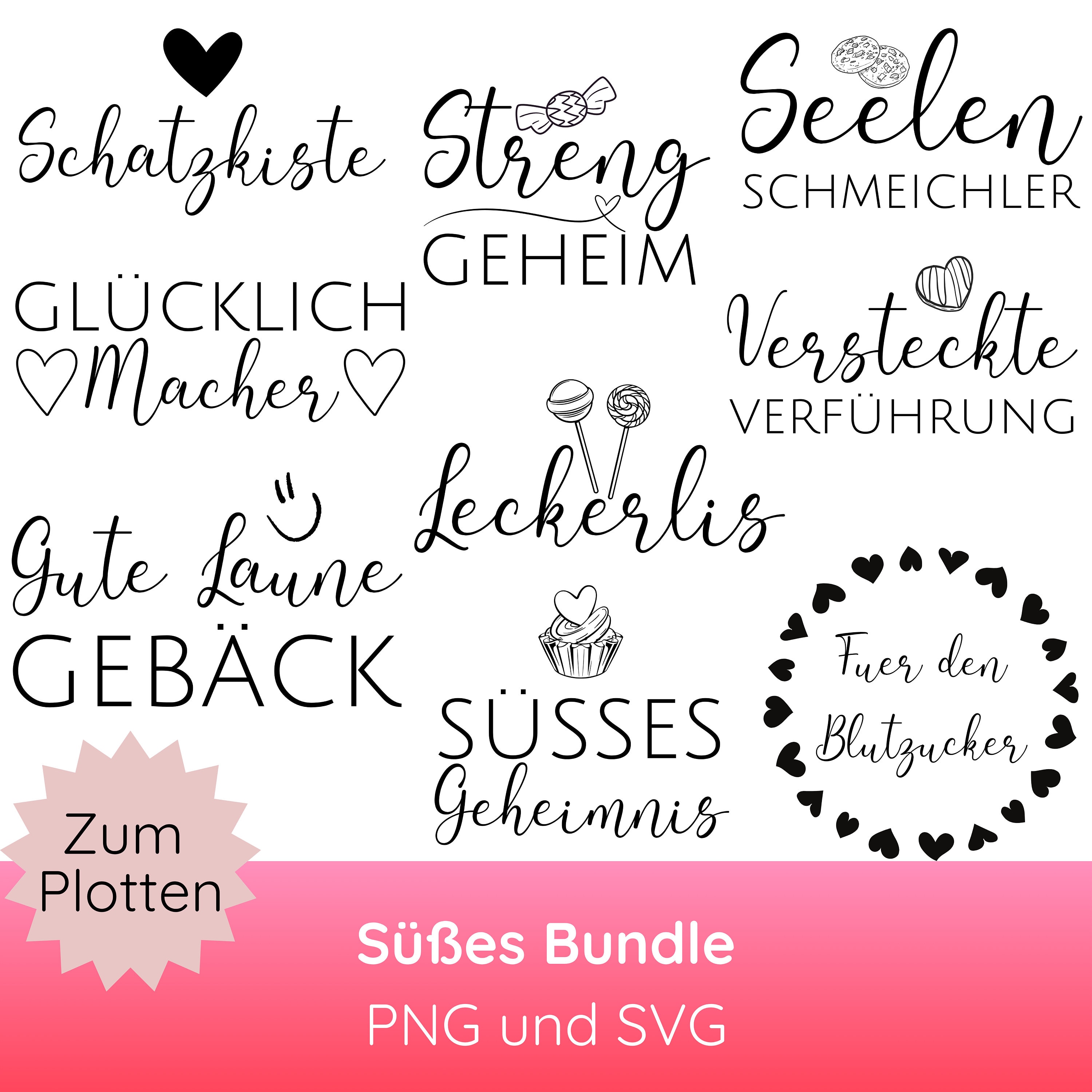 Keksdose Süßigkeiten Nervennahrung Plotterdatei PNG SVG · Deutsche Sprüche svg für Aufbewahrung, Anhänger, Deko · Etiketten zum Ausdrucken