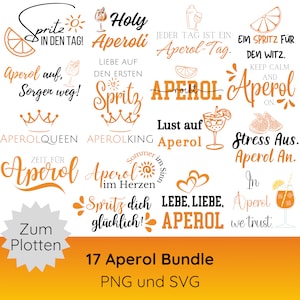 Duitse plotterbestand Aperol SVG PNG-bundel · Cricut Silhouette Studio · Duitse gezegden SVG · Drinken SVG · Heilige Aperoli SVG - Shirt SVG