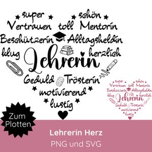 Cuore dell'insegnante SVG PNG · File per plotter Idea regalo per insegnante · Grazie fine anno scolastico · Maglietta SVG · Ritorno a scuola · Cricut Silhouette Studio