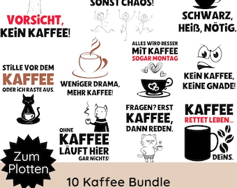 Funny Coffee Sayings SVG PNG · Plotter File Bundle Coffee German · Gift for Colleague · Mug Plotting · Shirt SVG · Coffee Sayings · Cricut