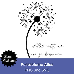 Fichier plotter Deuil SVG PNG · Carte de deuil svg · Pissenlit pour bougie de deuil · Coussin de deuil · Dicton de deuil avec pissenlit · Silhouette Studio