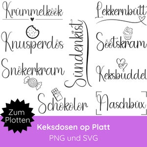 Candy cookie jar plotter file PNG SVG · Low German sayings svg for storage, pendants, decoration · Labels for printing