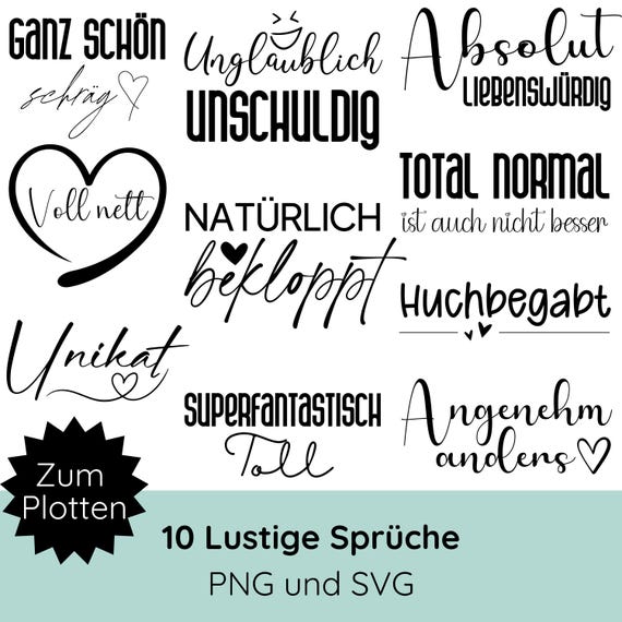 Plotterdatei lustige Sprüche SVG PNG · Plotterdatei T-Shirts, Taschen, Tassen · Cricut Silhouette Studio · Deutsche Sprüche svg · Shirt SVG