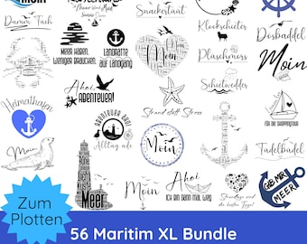 File SVG PNG nautico per plotter · Pacchetto XL di frasi marinare · Frasi divertenti · File SVG con ancora, faro e gabbiani · SVG per magliette · Silhouette Studio