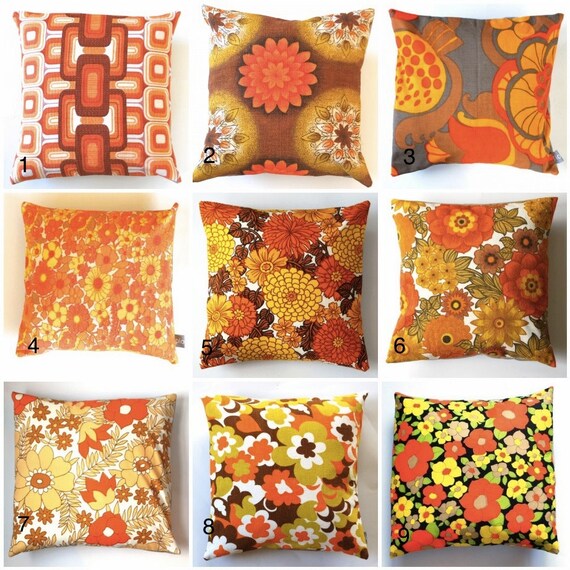 Items similar to Decorative throw pillow cover orange retro mix and