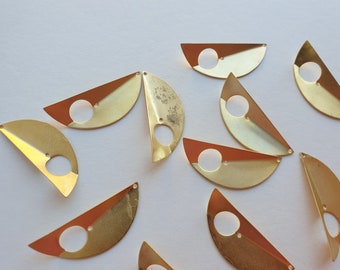 Brass semi circle shapes - charms or pendants