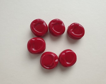 Vintage glossy red swirl beads - vintage lucite bead