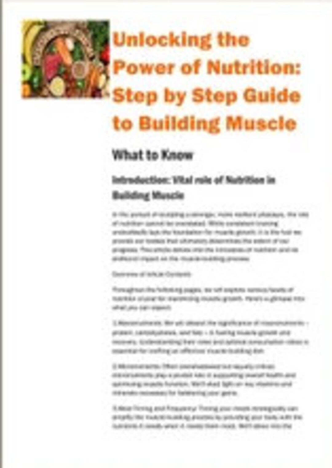 Step by Step Guide to Nutrition and Building Muscle - Etsy