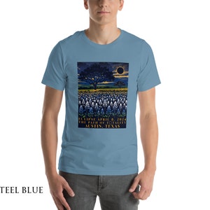 Austin, Texas Totale Sonnenfinsternis 2024 Unisex T-Shirt | Texas Sonnenfinsternis | Weg der Totalität Shirt | Texas Bluebonnet Sonnenfinsternis T-Shirt |