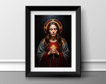 Maria Magdalena | Digitale download | Mozaïekkunstwerk | Heilige Maria Magdalena | Christelijk kunstwerk | Bijbelse karakters | Heilige Maria's | Heilige kunst