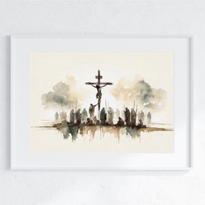 The Crucifixion of Jesus | Digital Download | Modern Christian Artwork | Jesus Resurrection Art | Biblical Art | Jesus Watercolor Painting