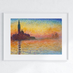モネ ヴェネツィアの夕暮れ 現代油絵 クロード・モネによるサン