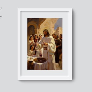 Jesus Water into Wine | Digital Download | Wedding at Cana | Miracles of Jesus | Modern Christian Art | Jesus Images | Water to Wine