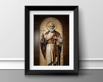 Święty Piotr | Pobieranie cyfrowe | Dzieło sztuki chrześcijańskiej | Święty Piotr Apostoł | Dzieło sztuki mozaikowej | Apostoł Piotr | Obraz religijny | Święty Piotr