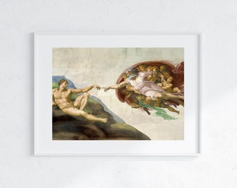 Creación de Adán / Descarga digital / Obra de la Capilla Sixtina / Obra de Miguel Ángel / Obra del Renacimiento / Obra de pinturas famosas