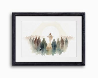 Sermon on the Mount | Digital Download | Modern Christian Artwork | Jesus Preaching | Christian Painting | Jesus Watercolor Painting