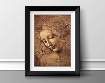 La Scapigliata / Download digitale / Opere d&#39;arte di Leonardo da Vinci / Opere d&#39;arte del Rinascimento / Dipinti famosi / Miglior dipinto / da Vinci