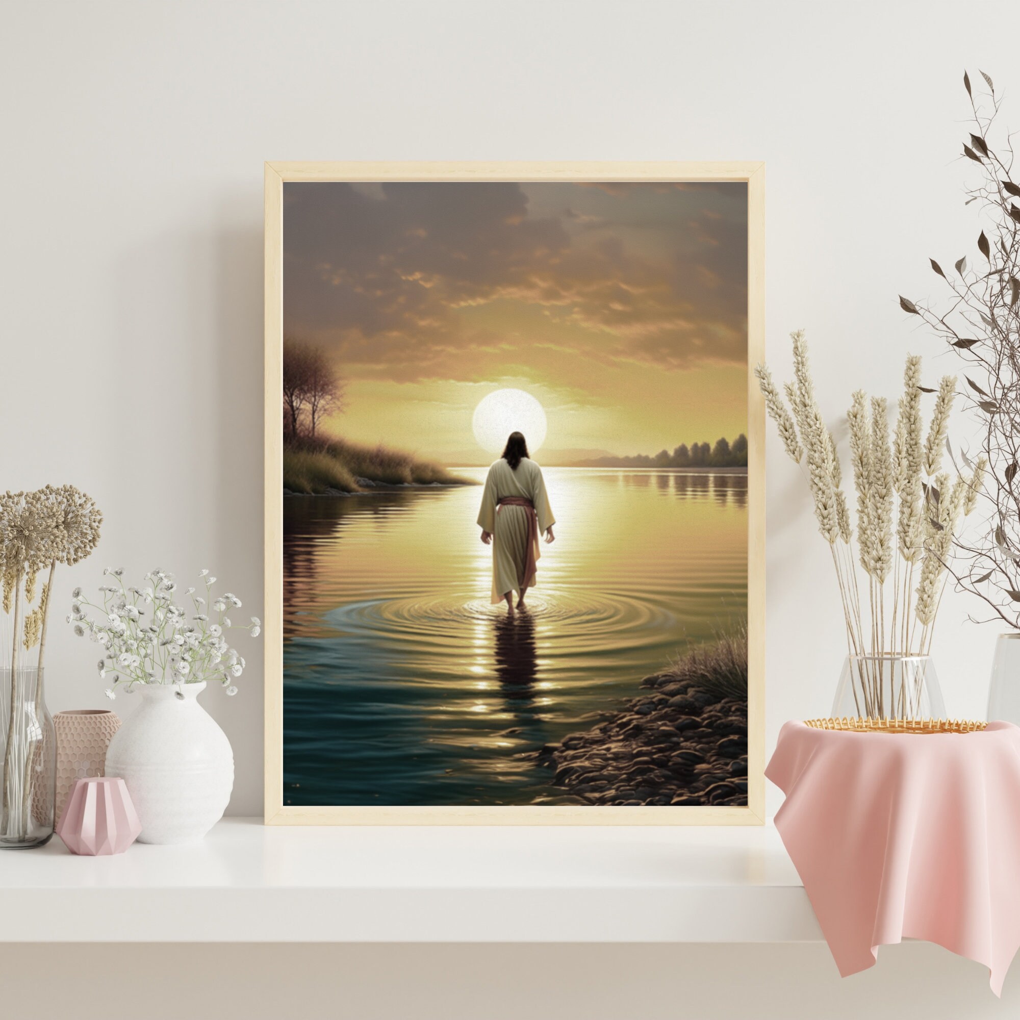 Christ Walking on Water Digital Download Modern Christian Art Christian ...