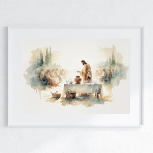 Jesus Water to Wine | Digital Download | Wedding at Cana | Modern Christian Artwork | Jesus Artwork | Jesus Watercolor Art | Christ Painting