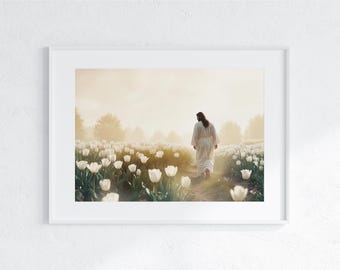 Jésus au jardin de Gethsémané | Téléchargement numérique | Image de Jésus | Oeuvre d'art chrétienne moderne | Agonie dans le jardin | Tableau Christ