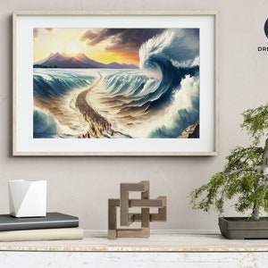 Moses Parting the Red Sea | Digital Download | Crossing the Red Sea | Red Sea Crossing | Modern Christian Art | Bible Artwork