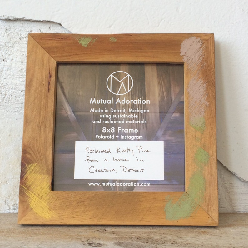 8x8 Picture Frame Reclaimed Wood Square Photo Image 0