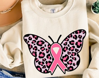 Breast Cancer Ribbon, Butterfly Cancer, Cancer Sweatshirt, Pink Ribbon Shirt, Cancer Awareness Tee, Cancer Fighter Shirt,Cancer Squad Shirts
