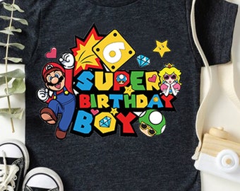 Mario Bros T Shirt, Birthday Boy Shirt, Birthday Gift Boys,Supermario Tshirt,Super Birthday Boy,Mario Birthday,Kids Birthday Shirt,Mario Tee