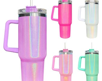 Tumbler  40oz  Cup Holder Friendly Shimmer Glitter Pink, White, Blue, Hot Pink, Purple