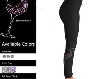 Wine Glass Leggings with Pockets Many Colors