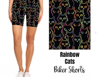 Rainbow Cat Bike Shorts includes Pockets
