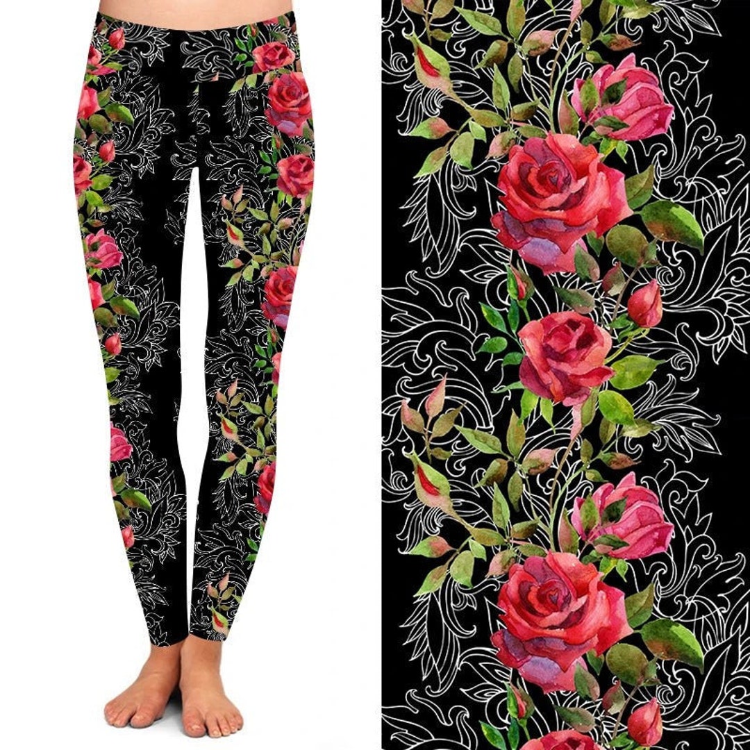 Monochrome Rose Floral Men's Leggings