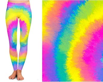 Rainbow Tie Dye Leggings - Neon Circles with Pockets Ready  to Ship