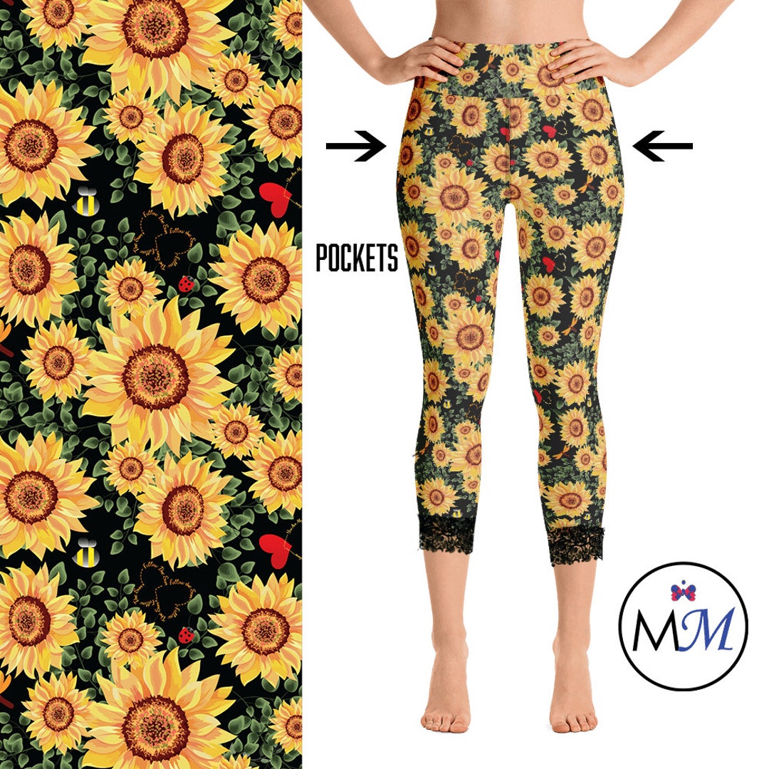 Brown Sunflower Print Men's Leggings