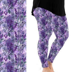 Watercolor Lavender Floral Leggings