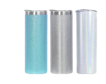 20 oz Glitter Skinny Tumbler, Stainless Steel Sublimation Blank