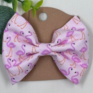 Flamingo Hair Bow 4 inch bow image 1