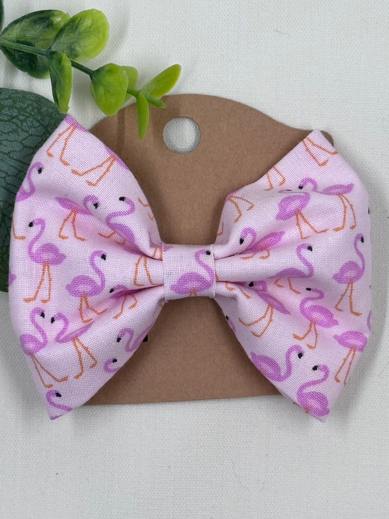 Flamingo Hair Bow 4 inch bow image 1