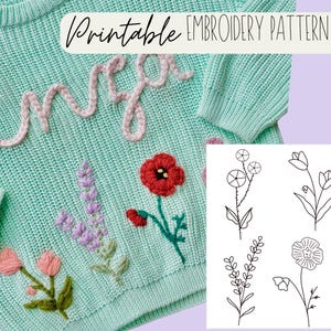 Blombroderimönster: DIY vårtröjadesign (Canva-redigerbar, PDF)