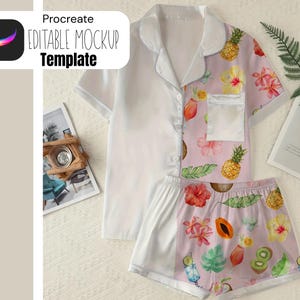 Procreate Pyjama Mockup Vorlage: Nahtloses Muster Design (Digitaler Download)