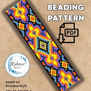 Loom Bracelet Pattern | Geometric Cross Square Stitch (PDF Pattern) Preciosa beads Loombeading