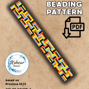 Loom Bracelet Pattern | Geometric Beading Cuff, Preciosa 10/0 (PDF Download)