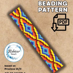 Loom Bracelet Pattern: Geometric Rhombus Cuff (PDF Download)